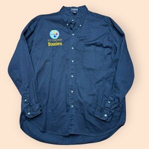 Vintage Pittsburgh Steelers 1990s Button Up Long Sleeve Shirt Men’s XL Black Vtg